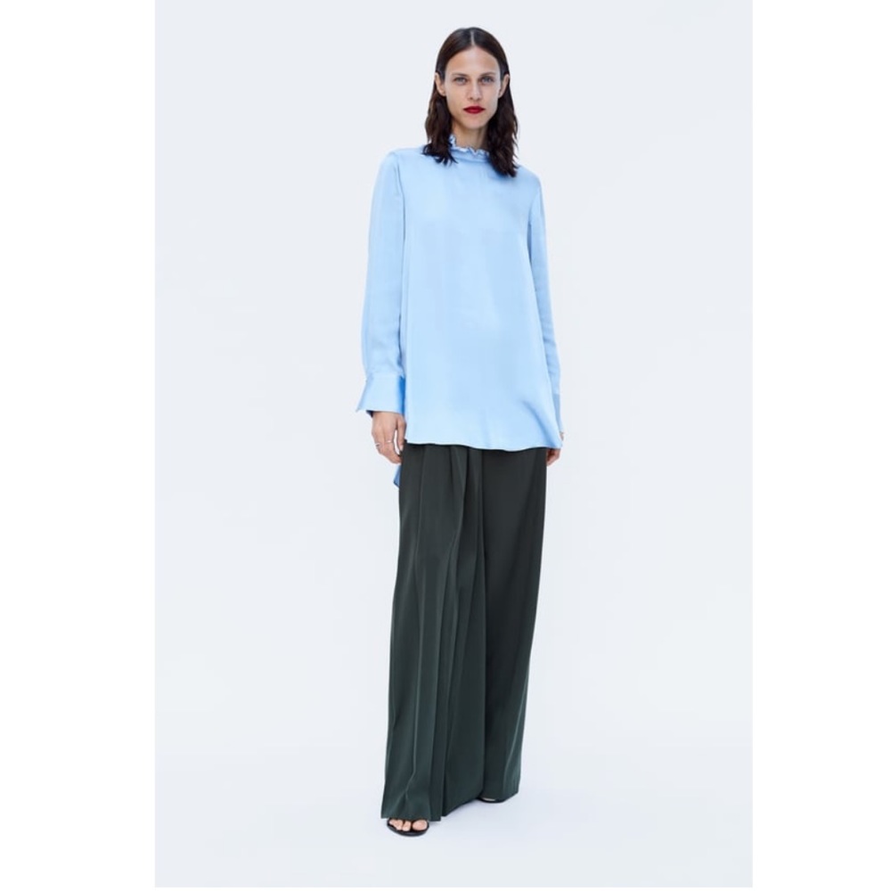 Zara Asymmetric sateen blouse
